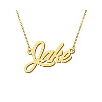 Aoloshow 18K Gold Jake Name Letters Necklace Mens Jewelry