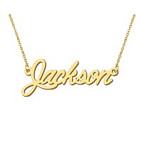 Aoloshow Name Letter Necklace Jackson 18K Gold Plated Mens Jewelry Gift For Best Friends