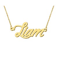 Aoloshow Gold Liam Name Initials Necklace Mens Jewelry Best Friend Gift