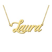 Aoloshow Laura New Mom Letter Name Necklace Link Chain Name Necklace Womens Jewelry Gifts For Sister