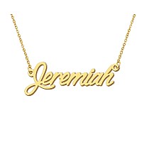 Aoloshow Jeremiah Necklace Name Gold Mens Jewelry Father Gift