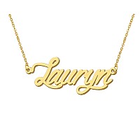 Aoloshow Lauryn Gold Plated Name Letter Necklace Link Name Necklace Womens Jewelry Gift For Her