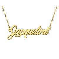 Aoloshow 18K Gold Jacqueline Name Necklace Layered Choker Name Necklace Womens Jewelry Birthday Gifts