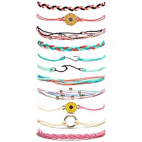 Huasai Vsco String Bracelets For Teen Girls Women Waterproof Boho Rope Bracelets Wave Surfer Bracelets Summer Beach Anklets11Pc