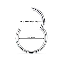 Funlmo 16G Septum Jewelry 8Mm Septum Ring Cartilage Helix Tragus Earring Helix Piercing Jewelry Nose Ring Hoop Septum Clicker Ho