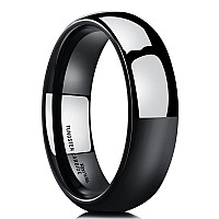 King Will Basic 6Mm Mens Black Tungsten Carbide Ring Domed High Polished Comfort Fit Wedding Band 95