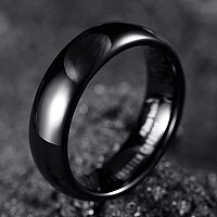 King Will Basic 6Mm Mens Black Tungsten Carbide Ring Domed High Polished Comfort Fit Wedding Band 95