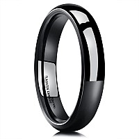 King Will Basic 4Mm Mens Black Tungsten Carbide Ring Domed High Polished Comfort Fit Wedding Band 14