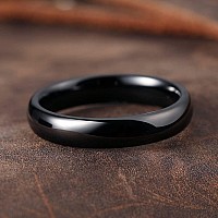 King Will Basic 4Mm Mens Black Tungsten Carbide Ring Domed High Polished Comfort Fit Wedding Band 14