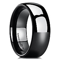 King Will Basic 8Mm Mens Black Tungsten Carbide Ring Domed High Polished Comfort Fit Wedding Band 9