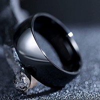 King Will Basic 8Mm Mens Black Tungsten Carbide Ring Domed High Polished Comfort Fit Wedding Band 9