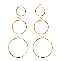 Big Gold Hoop Earrings For Women Hypoallergenic 925 Sterling Silver Post Thin Loop 14K Gold Plated Hoop Earrings Set For Girls