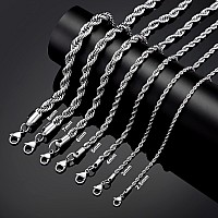 Giftall 8Mm Rope Chain Necklace Stainless Steel Men Chain Necklace Women Chains 24 Inches