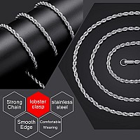 Giftall 8Mm Rope Chain Necklace Stainless Steel Men Chain Necklace Women Chains 24 Inches