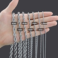 Giftall 8Mm Rope Chain Necklace Stainless Steel Men Chain Necklace Women Chains 24 Inches