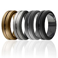 Roq Silicone Rubber Wedding Ring For Men Comfort Fit Mens Wedding Band Breathable Rubber Engagement Band 8Mm Wide 2Mm Thick