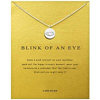 Lang Xuan Friendship Evil Eye Pendant Necklace Good Luck Compass Pendant Chain Necklace With Message Card Gift Card For Women