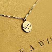 Lang Xuan Friendship Evil Eye Pendant Necklace Good Luck Compass Pendant Chain Necklace With Message Card Gift Card For Women