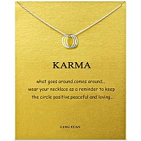 Lang Xuan Friendship Karma Necklace Good Luck Compass Pendant Chain Necklace With Message Card Gift Card For Women