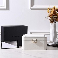 Kamier Travel Jewelry Box 2 Layers Pu Leather Portable Jewelry Organizer Large Capacity Double Lock And Large Mirror Hidden