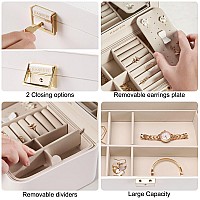 Kamier Travel Jewelry Box 2 Layers Pu Leather Portable Jewelry Organizer Large Capacity Double Lock And Large Mirror Hidden