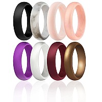 Roq Silicone Rubber Wedding Ring For Women Dome Solid Glitter Metallic Rubber Silicone Wedding Band Anniversary Rings Prom