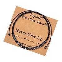 Joycuff Never Give Up Morse Code Bracelets For Women Men Mothers Day Birthday Christmas Gifts Jewelry Cord Wrap Bracelet With Bl