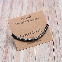 Joycuff Never Give Up Morse Code Bracelets For Women Men Mothers Day Birthday Christmas Gifts Jewelry Cord Wrap Bracelet With Bl