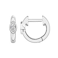 Pavoi 14K White Gold Plated 925 Sterling Silver Post Womens Huggie Earrings Small Gold Hoop Earrings Cz Huggie Earrings M