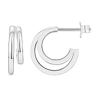 Pavoi 14K White Gold Plated Double Hoop Earrings Womens Trendy Huggie Earrings Small Gold Hoop Earrings