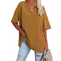 Ebifin Womens Oversized T Shirts Tees Half Sleeve V Neck Comfy Cozy Cotton Tunic Tops