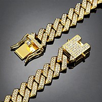 Saintda Mens Cuban Link Chain Iced Out Silvergoldrose Gold Miami Cuban Necklace Bling Diamond Chain Hip Hop Jewelry With Gift