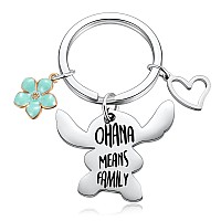 Ralukiia Stitch Keychain Ohana Means Family Key Ring Jewellery Gifts For Boys Girls Fans