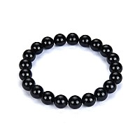 Adabele Real Natural Grade A Black Tourmaline Gemstone Beaded Bracelet 75 Inch Stretch Chakras Healing Crystal Stone Jewelry Wo