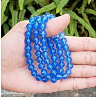 Adabele Real Natural Blue Agate Gemstone Beaded Bracelet 85 Inch Stretch Chakras Healing Crystal Stone Jewelry Women Men Mom Gi