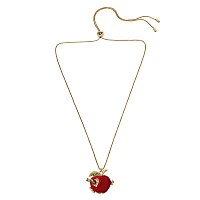 Betsey Johnson Apple Pendant Slider Necklace