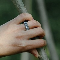 Thunderfit Silicone Wedding Rings For Men And Women Laser Printed Design 6Mm Width 2Mm Thick Branches Light Grey Ablack