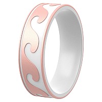 Thunderfit Silicone Wedding Rings For Men And Women Laser Printed Design 6Mm Width 2Mm Thick Waves Whiterose Gold C Siz