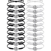 20 Pieces Volleyball Bracelets Adjustable Volleyball Charm Bracelet Metal Volleyball Braided Wax Rrope Bracelet With Charm For C