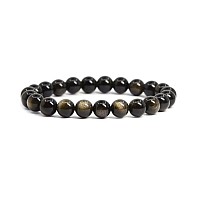 Adabele Real Natural Gold Sheen Obsidian Gemstone Beaded Bracelet 85 Inch Stretch Chakras Healing Crystal Stone Jewelry Energy