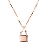 Pavoi 14K Rose Gold Plated Lock Pendant Necklace Womens Cute Necklaces Friendship Necklace For Women