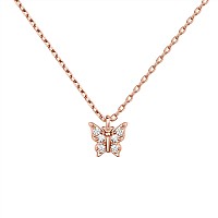 Pavoi 14K Rose Gold Plated Butterfly Pendant Necklace Friendship Cute Necklaces For Women Cz Butterfly Necklaces