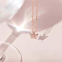 Pavoi 14K Rose Gold Plated Butterfly Pendant Necklace Friendship Cute Necklaces For Women Cz Butterfly Necklaces