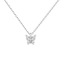 Pavoi Rhodium Plated Butterfly Pendant Necklace Friendship Cute Necklaces For Women Cz Butterfly Necklaces