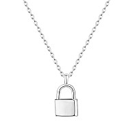 Pavoi Rhodium Plated Lock Pendant Necklace Womens Cute Necklaces Friendship Necklace For Women