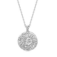 Pavoi 14K Gold Plated Engraved Coin Pendant Byzantine Coin Necklace Bohemian Necklace Moon White Gold Plated