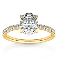 Pavoi 14K Yellow Gold Plated Engagement Ring For Women Wedding Ring For Women Oval Womens Fake Engagement Ring Size 5