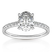 Pavoi 14K White Gold Plated Engagement Ring For Women Wedding Ring For Women Oval Womens Fake Engagement Ring Size 8