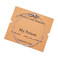 Joycuff My Person Morse Code Bracelets For Women Girls Mother Daughter Friend Inspirational Motivational Encouragement Stianless