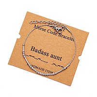 Joycuff Badass Aunt Bracelet Morse Code Gifts For Women Morse Code Bracelets Inspirational Motivational Encouragement Stianless